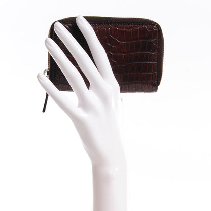 Gucci Crocodile Zip Around Card Case Brown 2 of 7