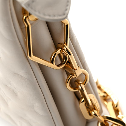 Louis Vuitton Lambskin Embossed Monogram Coussin PM Beige Cream 12 of 13
