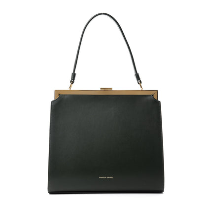Mansur Gavriel Vegetable Tanned Calfskin Elegant Top Handle Bag Moss 1 of 9