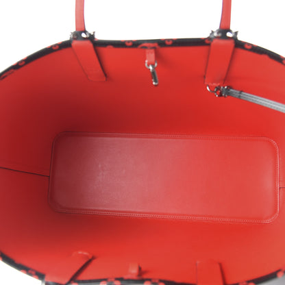 Christian Louboutin Perforated Calfskin Degrade Loubinthesky East West Cabata Tote Black Red 5 of 9