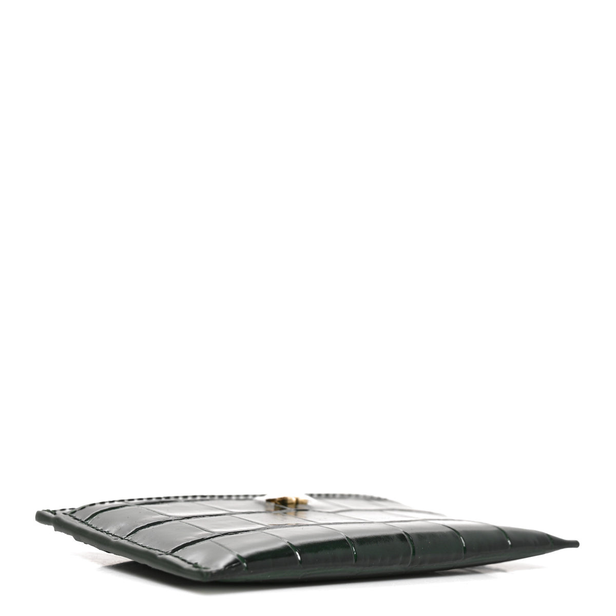 Calfskin Crocodile Embossed Crococo Card Holder Emerald