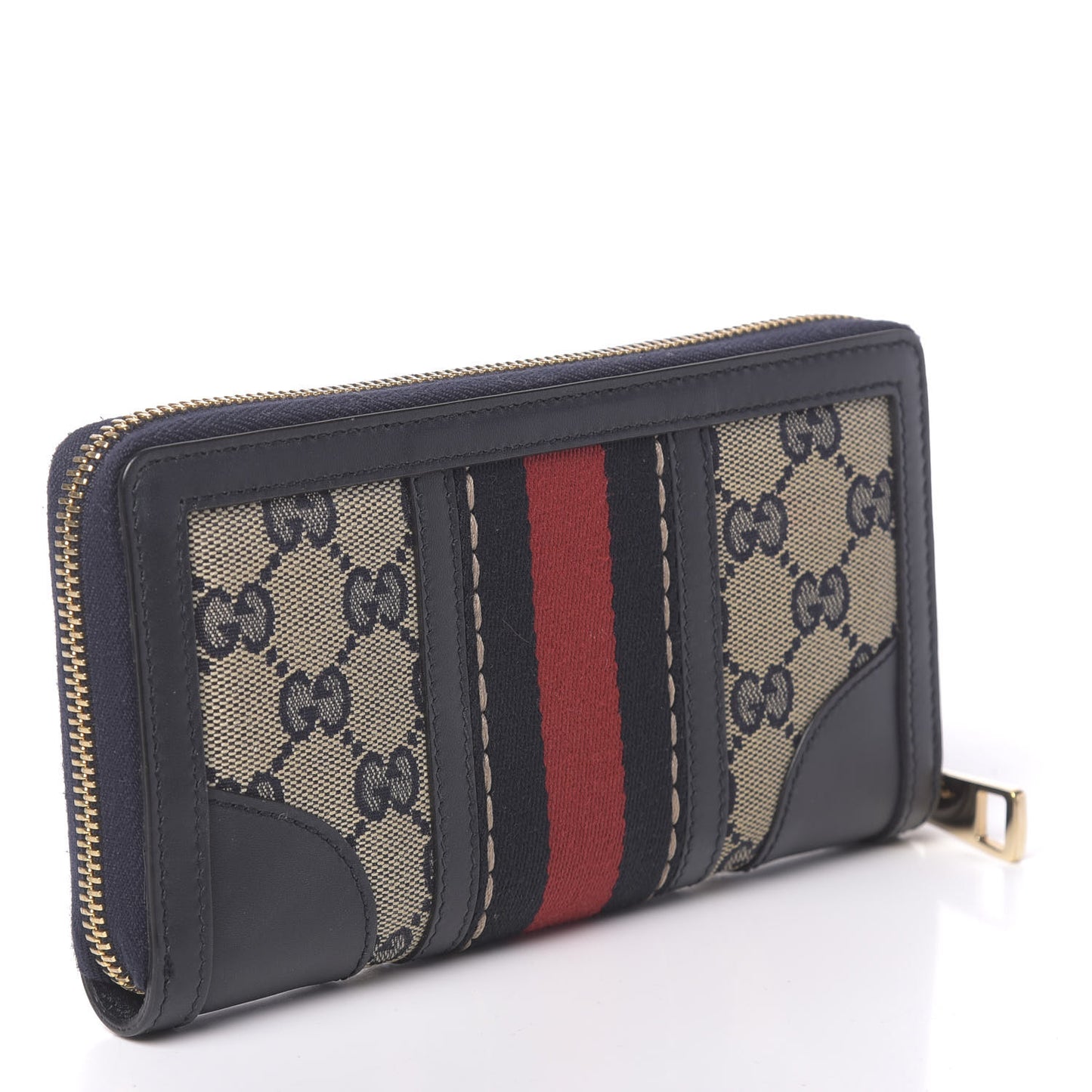 Monogram Web Rania Bee Star Zip Around Wallet Dark Blue
