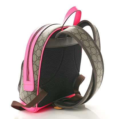 Gucci GG Supreme Monogram Textured Dollar Calfskin Web Small Ophidia Day Backpack Beige Ebony Fluorescent Fuchsia 3 of 10