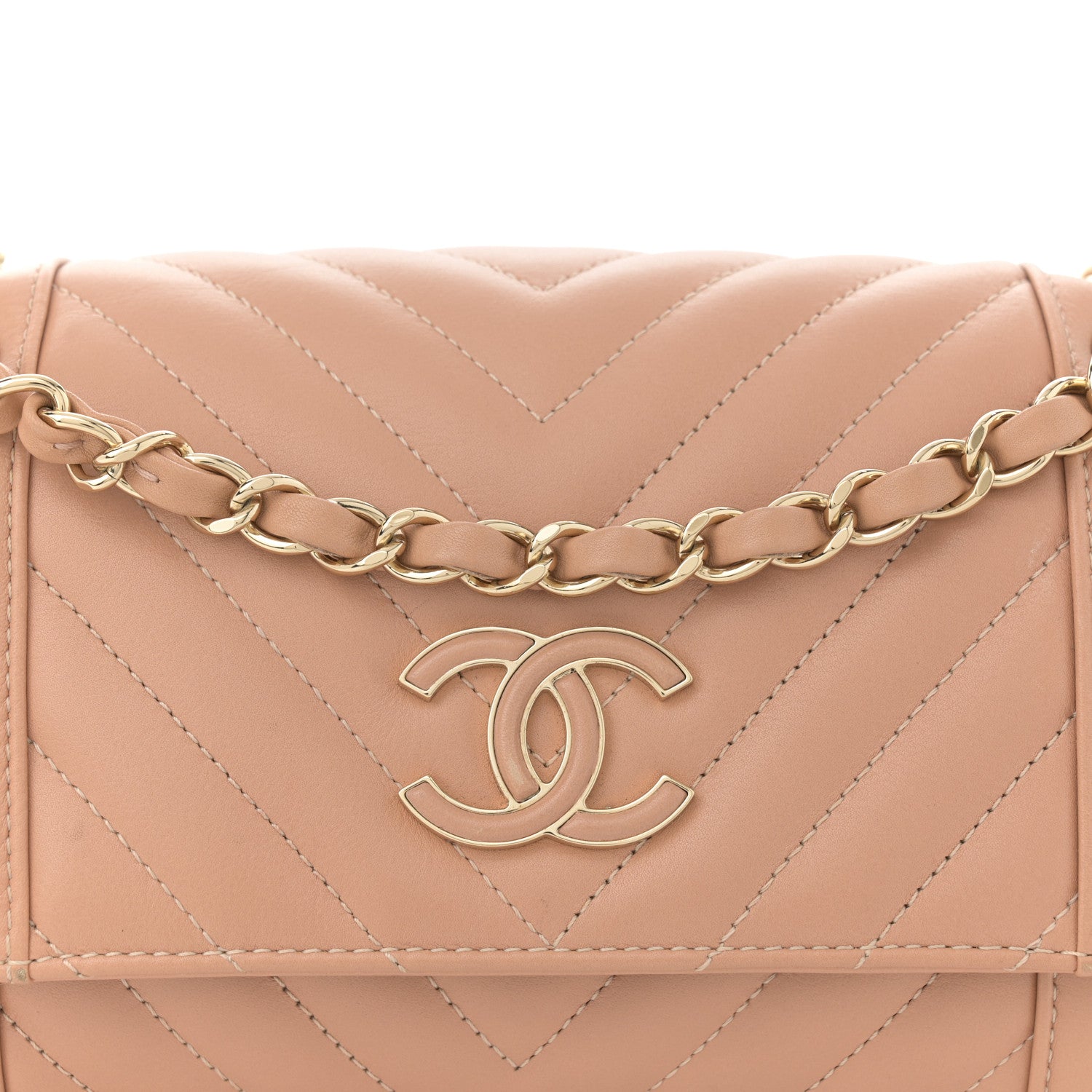 Chanel Calfskin Quilted Small Daily Chevron Flap Beige 8 of 14