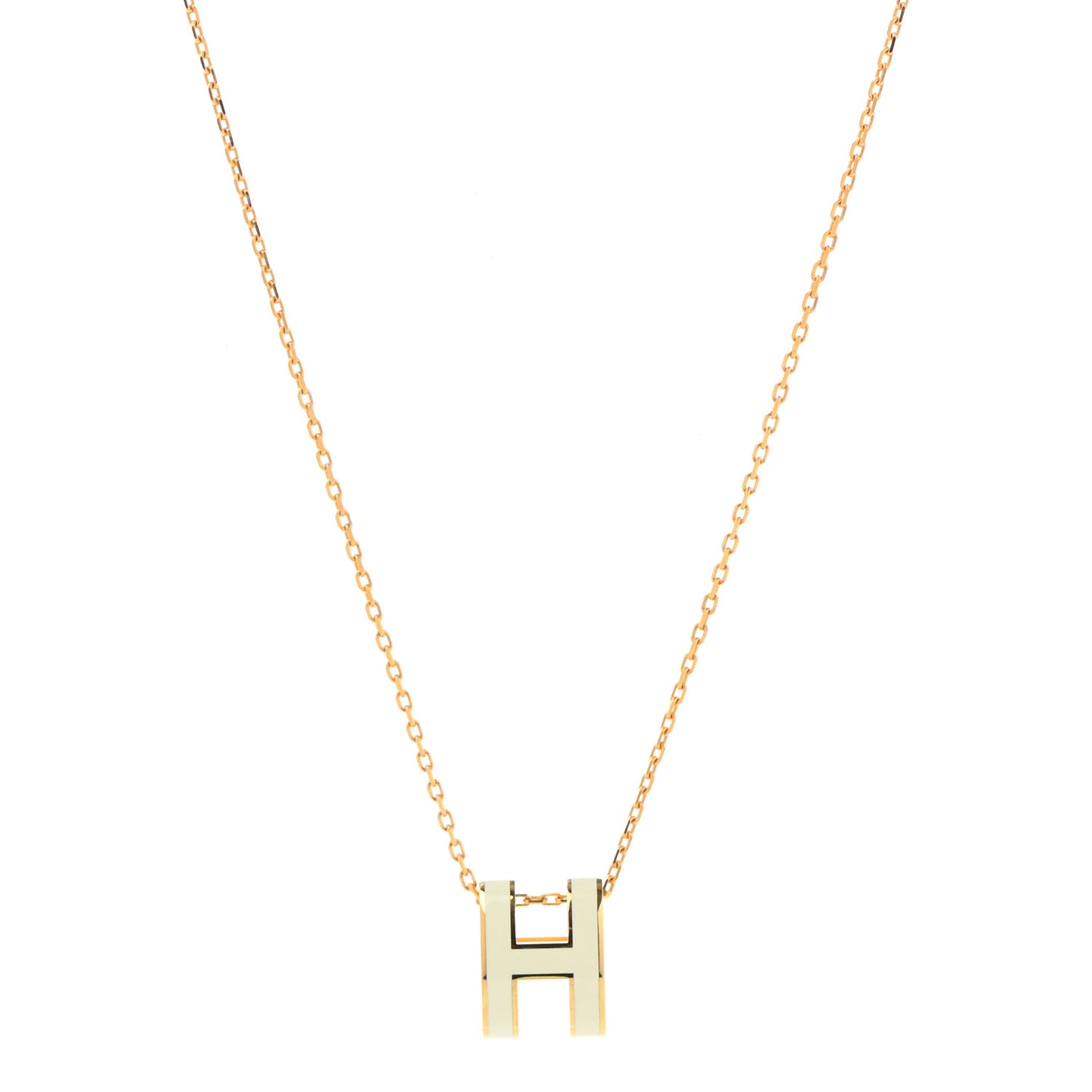 Lacquered Gold Pop H Pendant Necklace White