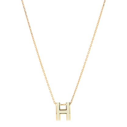 Hermes Lacquered Gold Pop H Pendant Necklace White 1 of 7