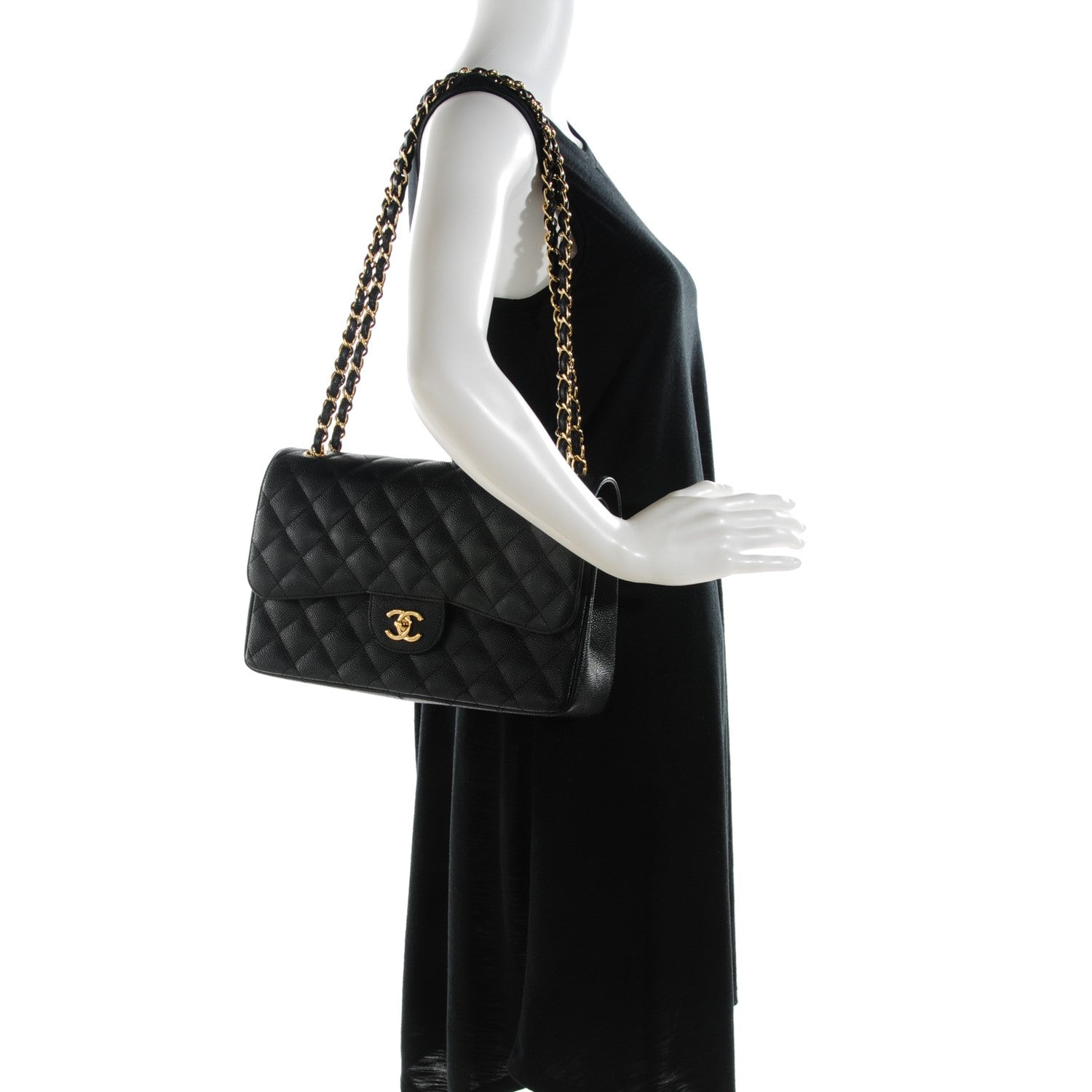 Chanel Caviar Quilted Jumbo Double Flap Black 2 of 9