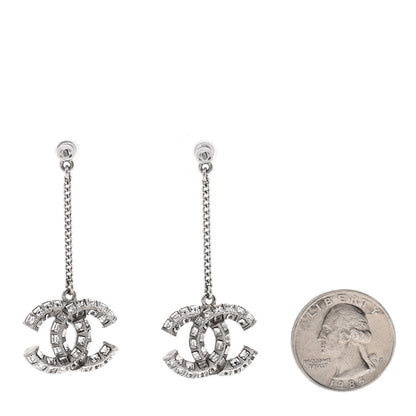 Chanel Baguette Crystal CC Drop Earrings Silver 2 of 4