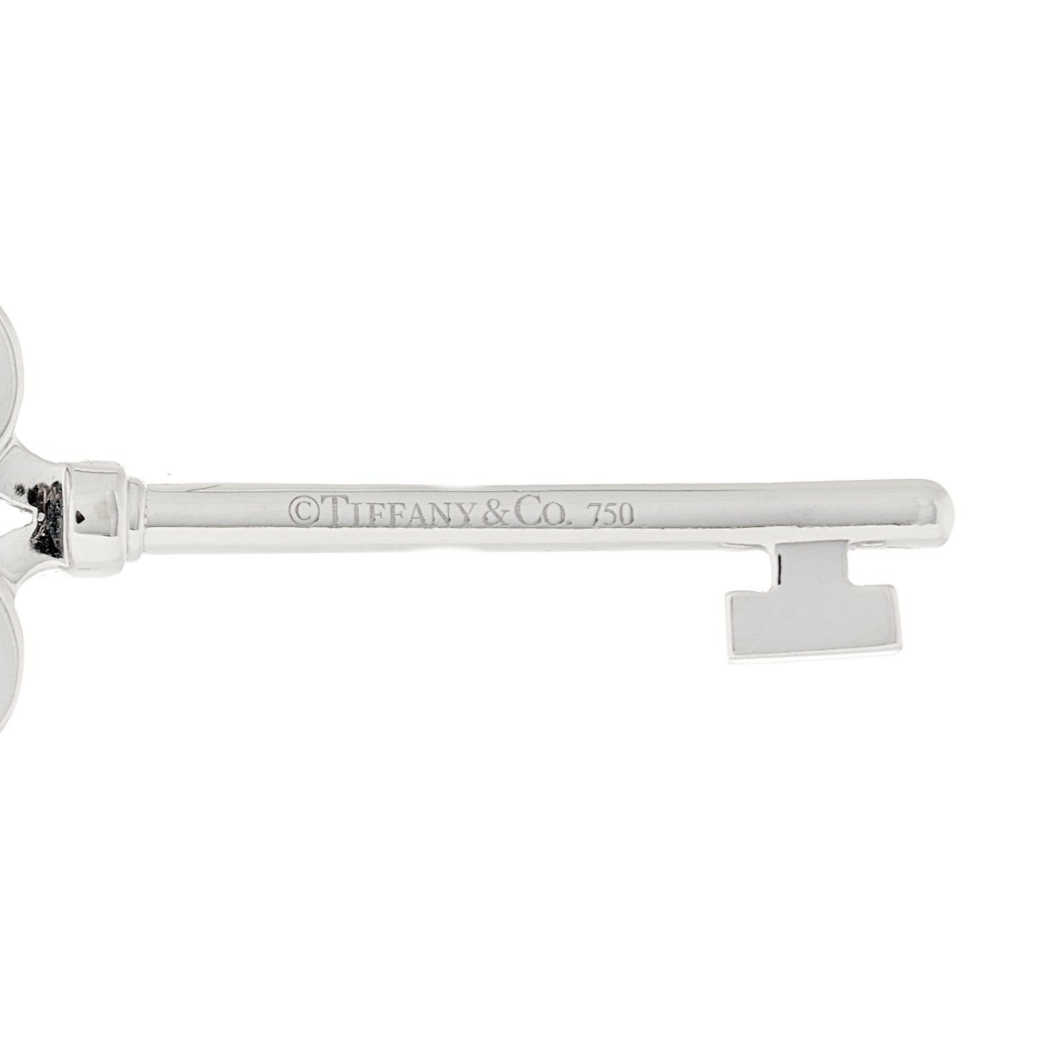 Tiffany 18K White Gold Diamond Mini Crown Key Pendant 3 of 5
