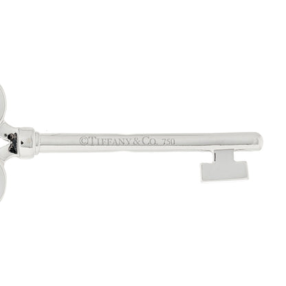 Tiffany 18K White Gold Diamond Mini Crown Key Pendant 3 of 5