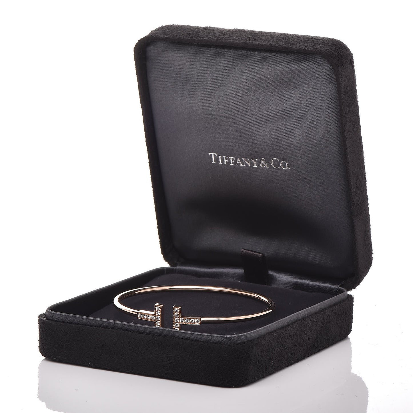 18K Rose Gold Diamond T Wire Bracelet