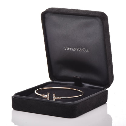 Tiffany 18K Rose Gold Diamond T Wire Bracelet 5 of 5