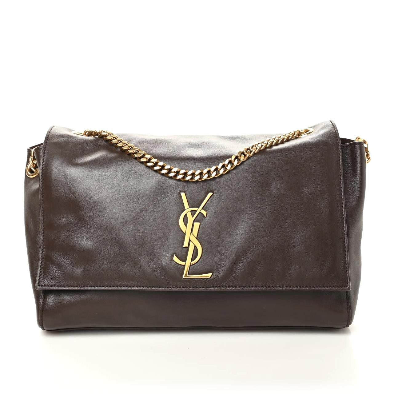 Saint Laurent Smooth Calfskin Suede Medium Reversible Monogram Kate Satchel Military Brown 1 of 15