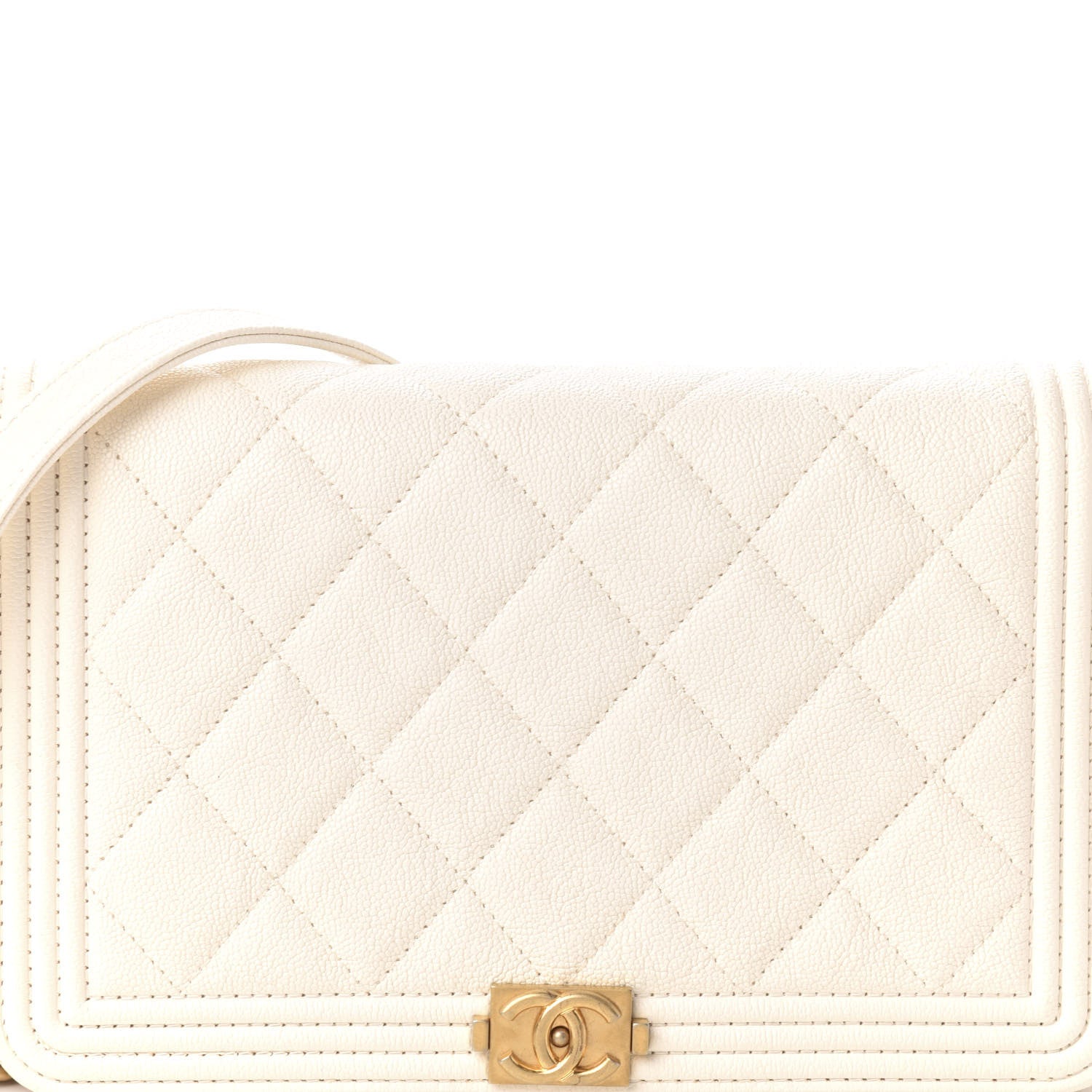 Chanel Caviar Quilted Boy Wallet On Chain WOC White 12 of 13