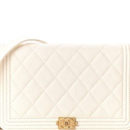 Chanel Caviar Quilted Boy Wallet On Chain WOC White 12 of 13