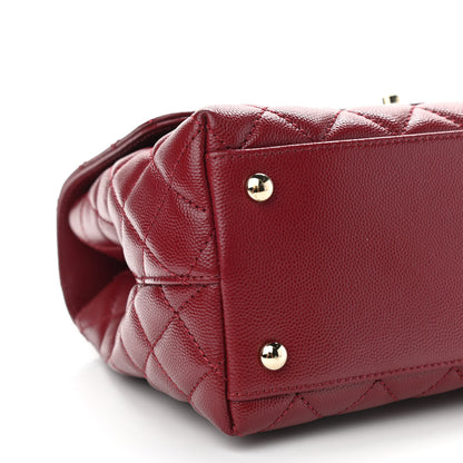 Chanel Caviar Lizard Embossed Quilted Small Coco Handle Flap Burgundy 11 of 13