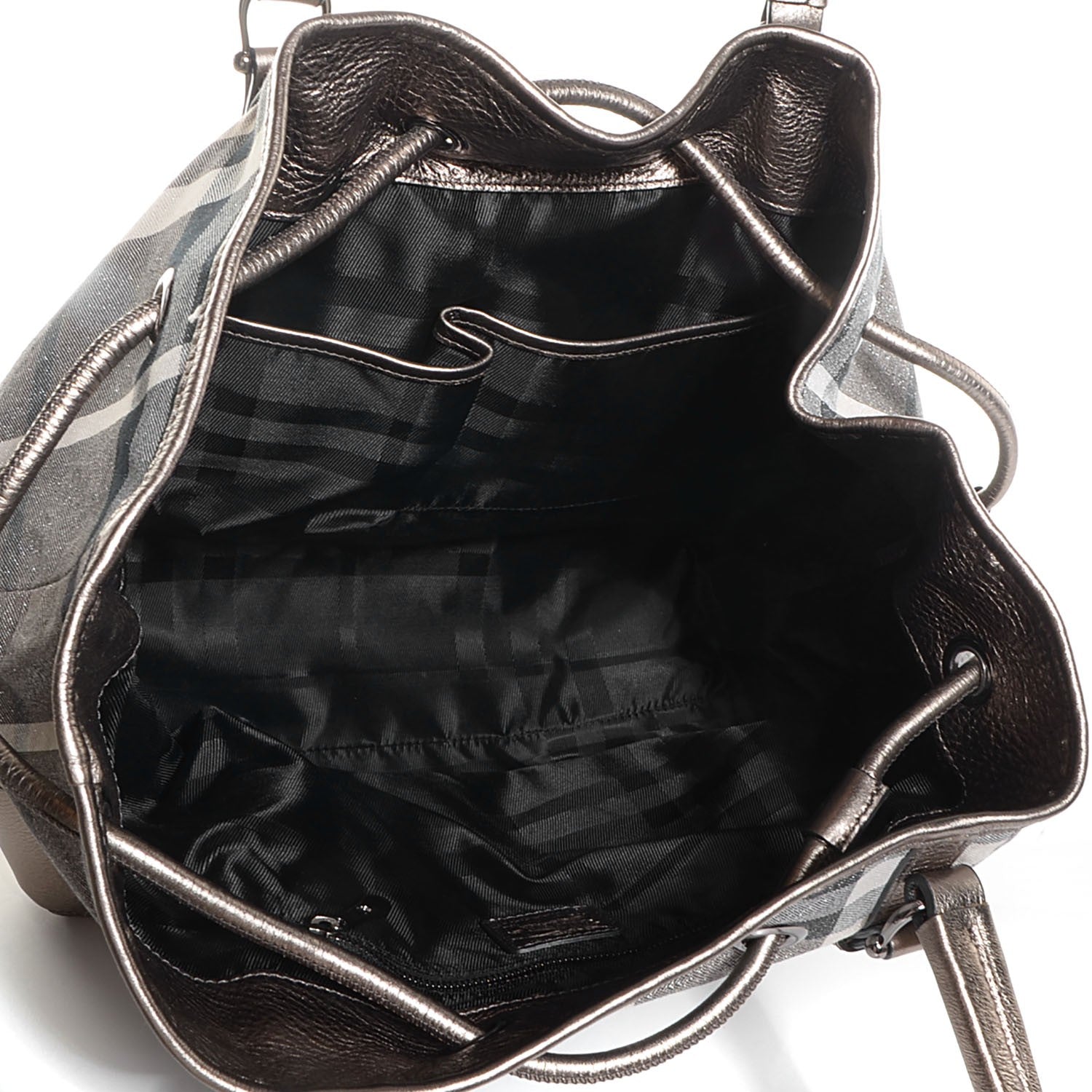 Burberry Leather Shimmer Check Tote 5 of 8