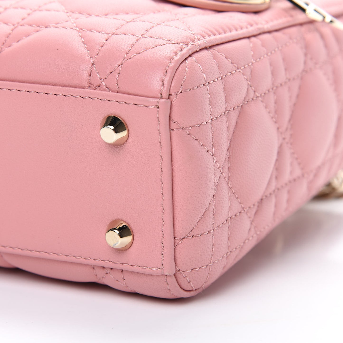 Lambskin Cannage Mini Lady Dior Rose Clair