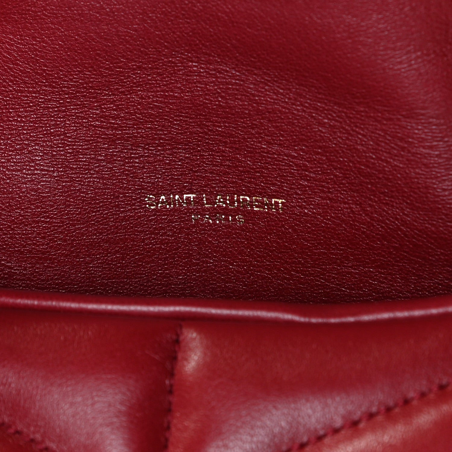 Saint Laurent Lambskin Quilted Toy Loulou Puffer Monogram Chain Satchel Red 7 of 10