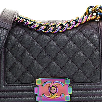 Chanel Iridescent Goatskin Quilted Small Boy Flap Purple 8 of 10