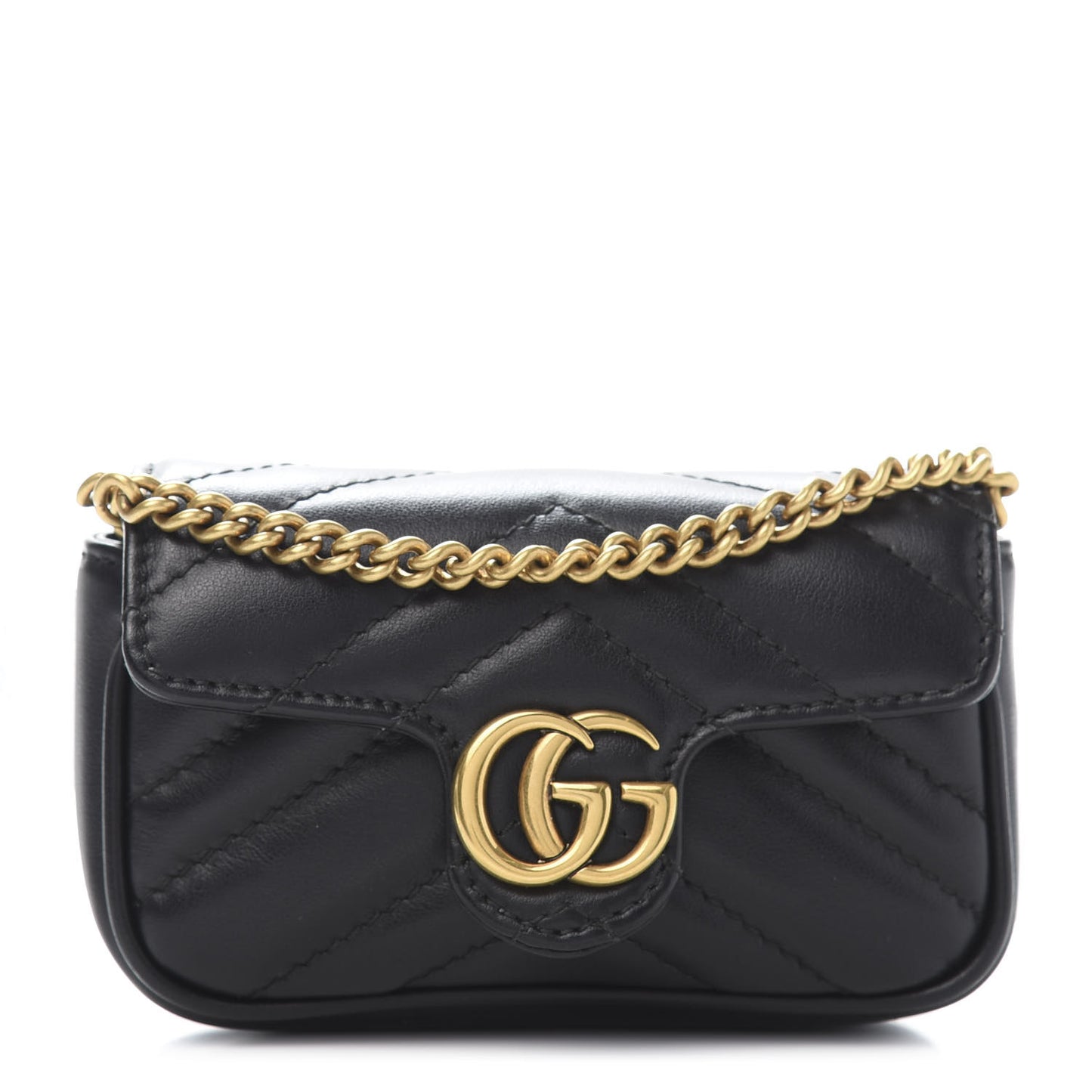 Calfskin Matelasse GG Marmont 2.0 Coin Purse On A Chain Black