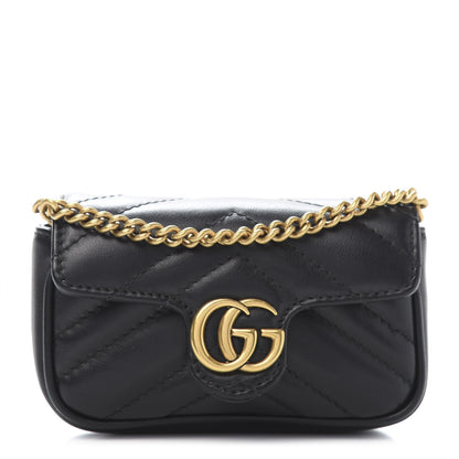 Gucci Calfskin Matelasse GG Marmont 2.0 Coin Purse On A Chain Black 1 of 11