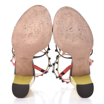 Valentino Garavani Calfskin Rockstud 90mm City Sandals 39 Coral Sky Army 9 of 15