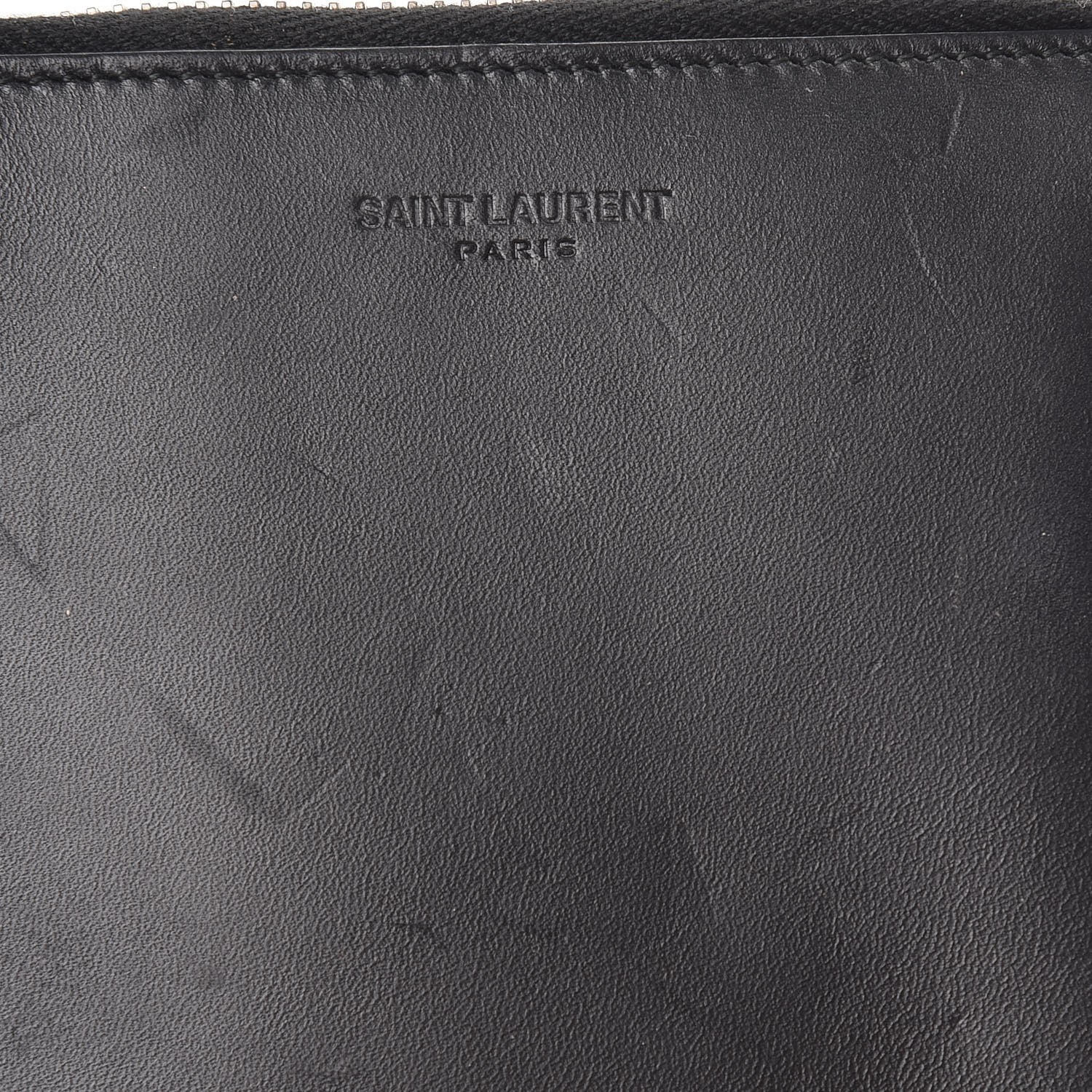 Saint Laurent Mens Calfskin Compact Chain Zip Around Wallet Black 12 of 13