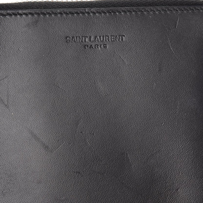 Saint Laurent Mens Calfskin Compact Chain Zip Around Wallet Black 12 of 13