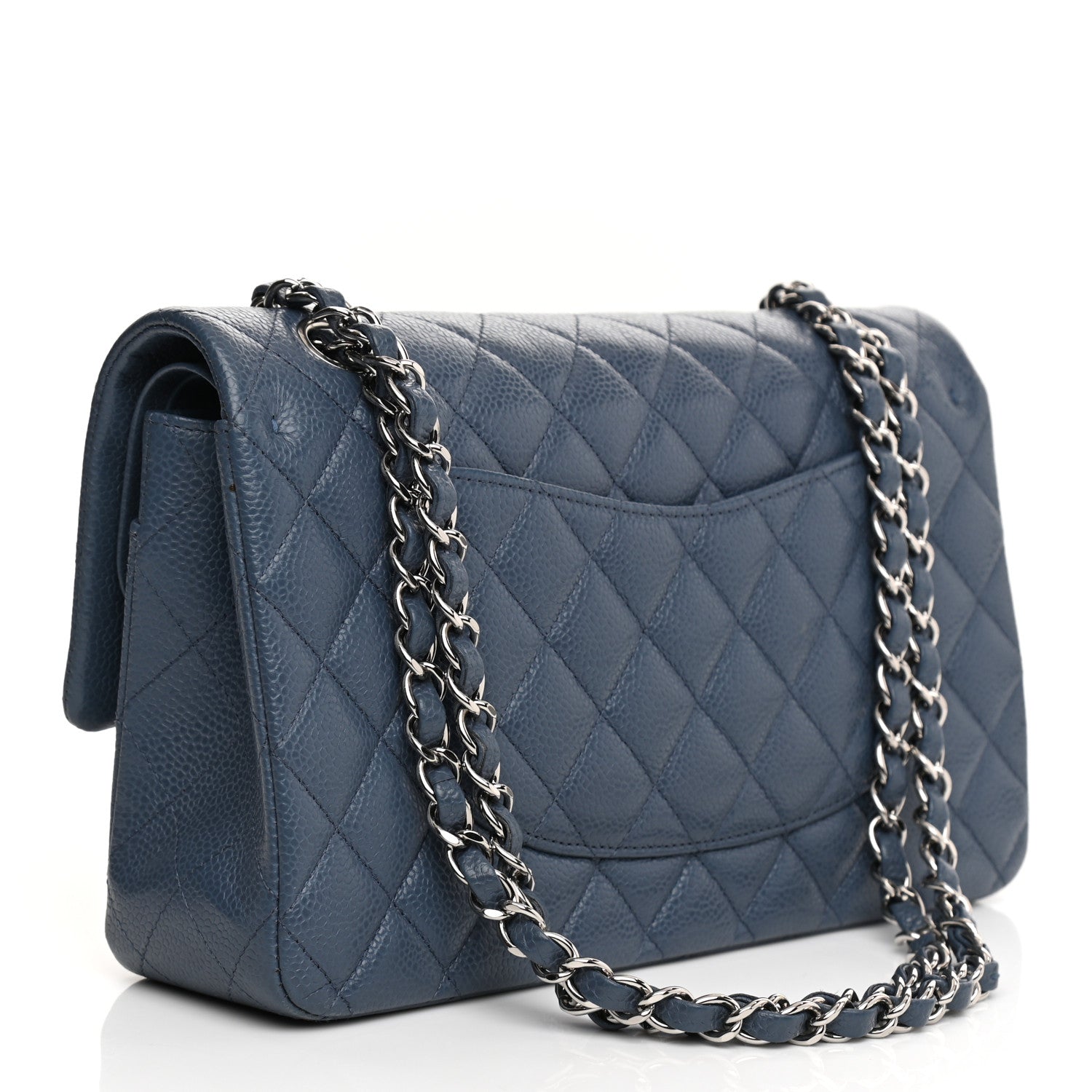 Chanel Caviar Quilted Medium Double Flap Blue 4 of 23