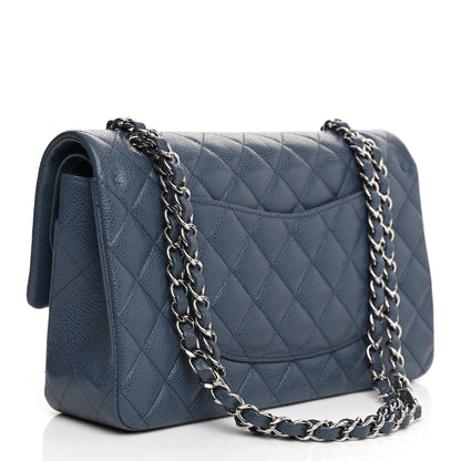 Chanel Caviar Quilted Medium Double Flap Blue 4 of 23