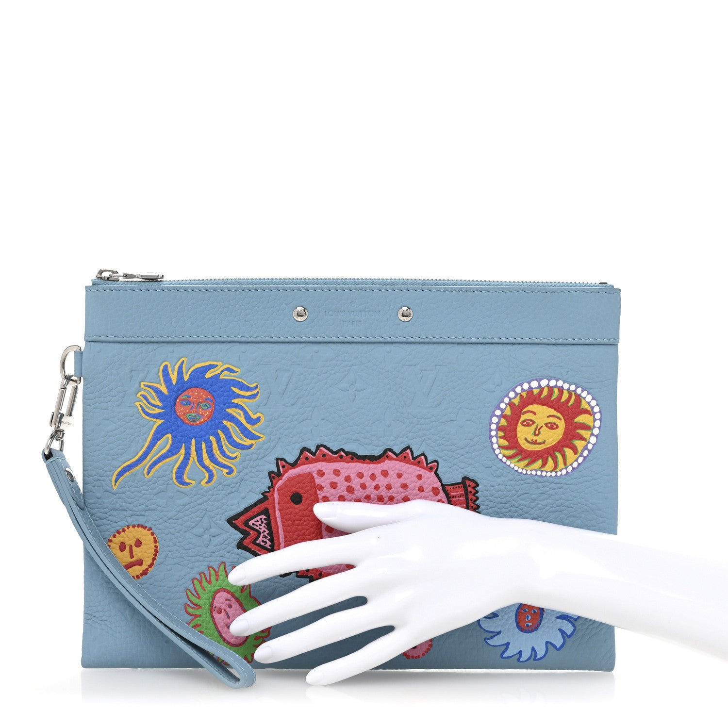Louis Vuitton LV x YK Taurillon Pochette To Go Clutch Blue 2 of 9