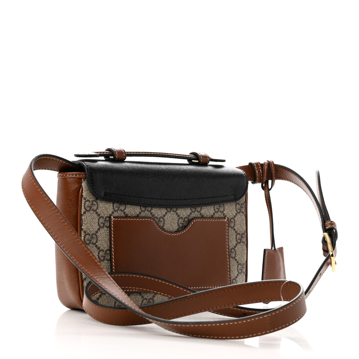 GG Supreme Monogram New Sakai Lux Calfskin Mini Padlock Flap Pocket Shoulder Bag Beige Ebony Black Cuir