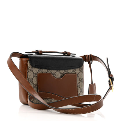 Gucci GG Supreme Monogram New Sakai Lux Calfskin Mini Padlock Flap Pocket Shoulder Bag Beige Ebony Black Cuir 3 of 10