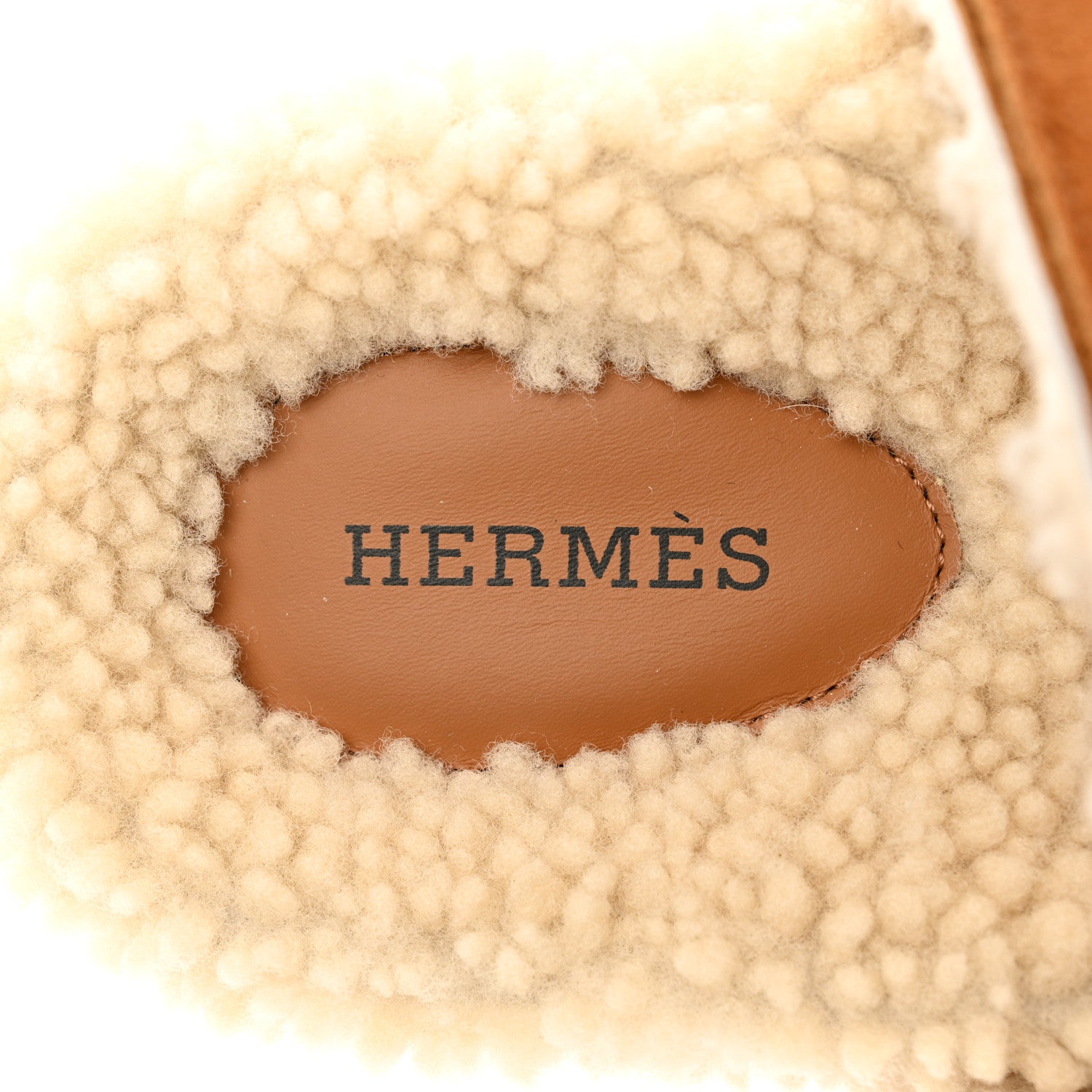 Hermes Suede Goatskin Woolskin Womens Chypre Sandals 37.5 Brun Fume Ecru 7 of 8