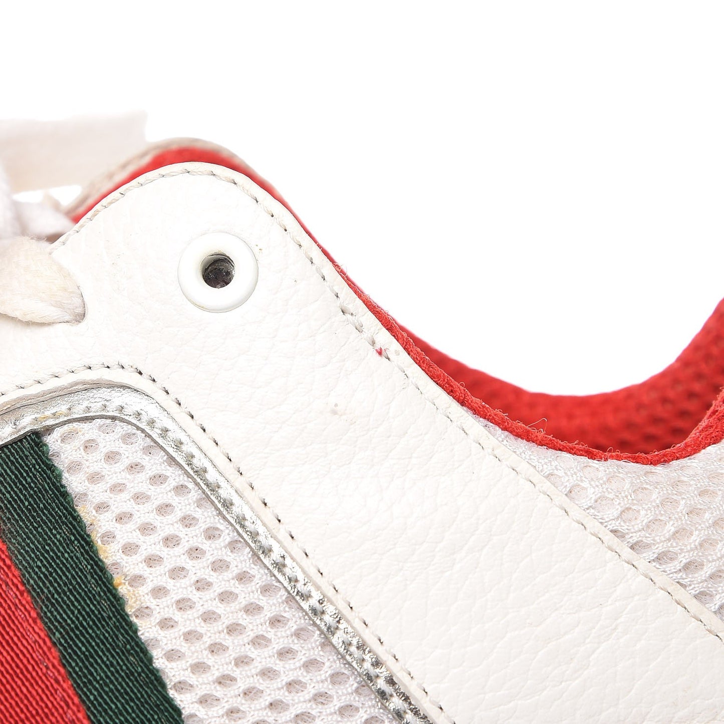 Calfskin Air Mesh Web Sneakers 36 White