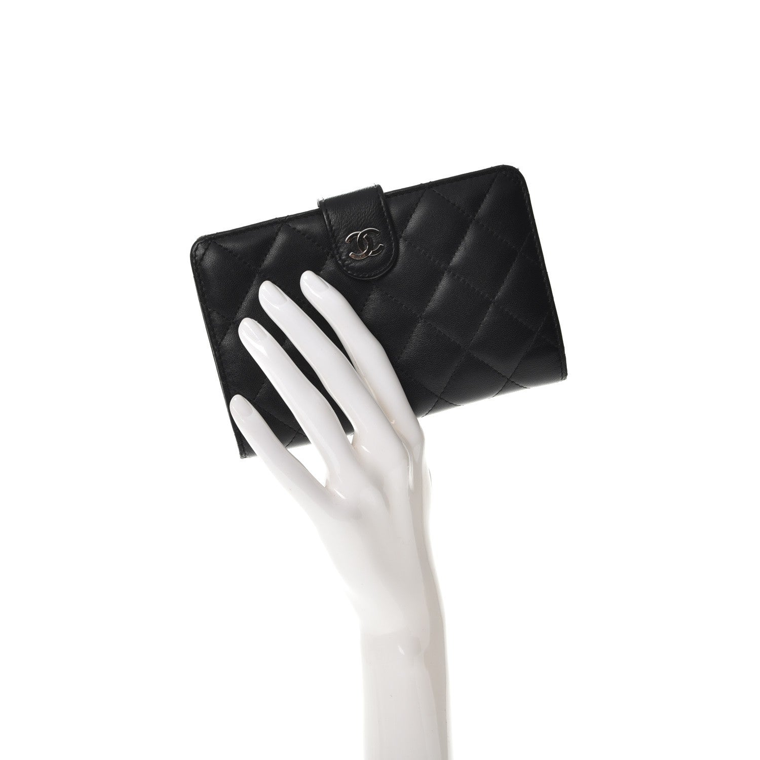 Chanel Lambskin Quilted Zipped Pocket Wallet Black 2 of 9