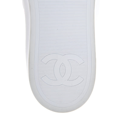 Chanel Embroidered Calfskin Womens CC Sneakers 40 White Fluo Pink 7 of 10