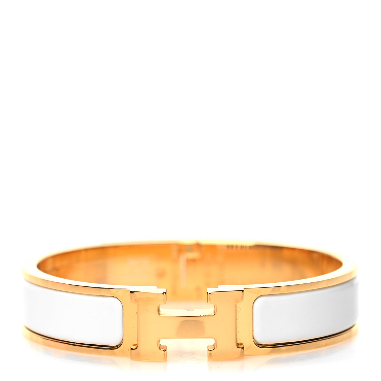 Enamel Narrow Clic Clac H Bracelet PM White