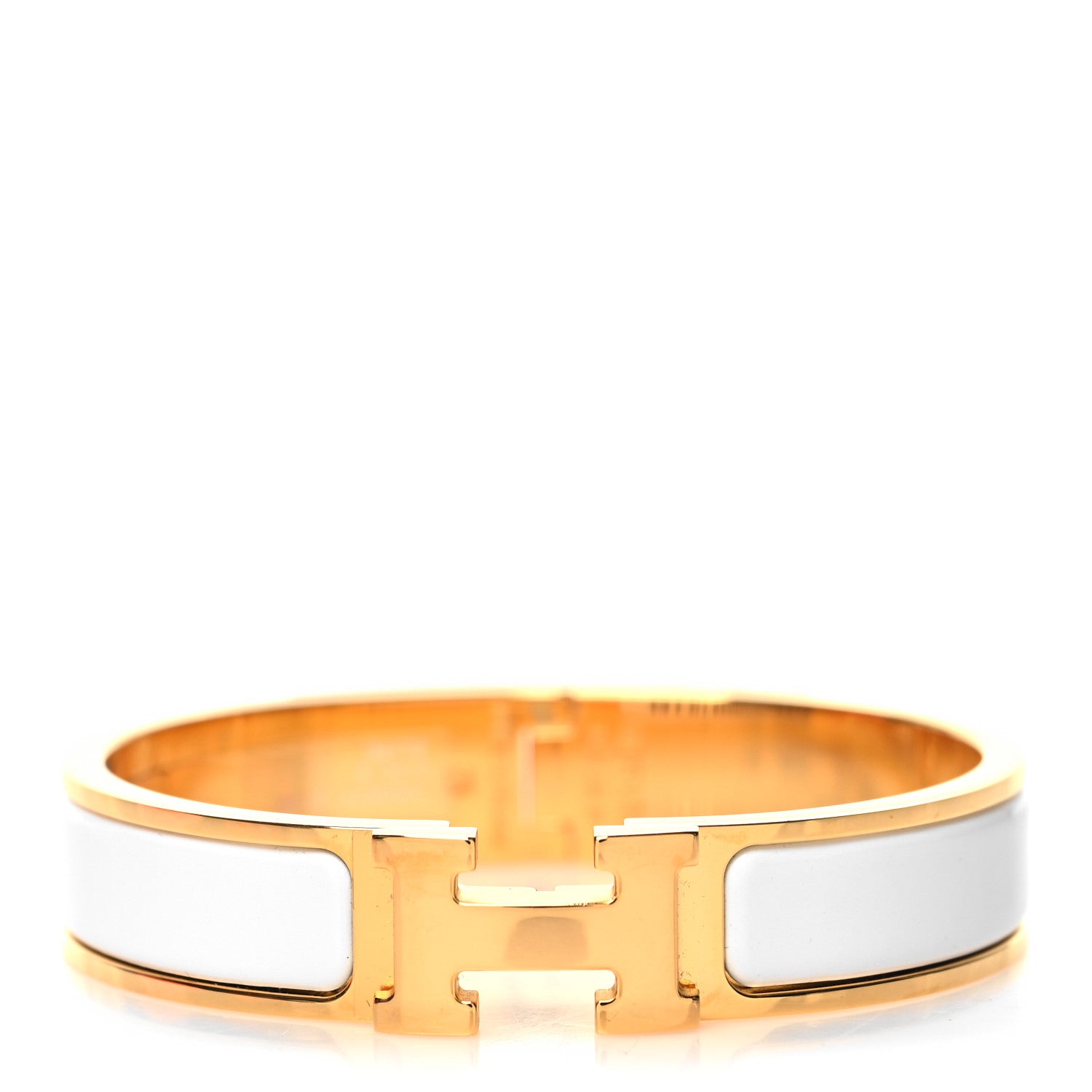 Hermes Enamel Narrow Clic Clac H Bracelet PM White 1 of 5