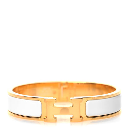 Hermes Enamel Narrow Clic Clac H Bracelet PM White 1 of 5