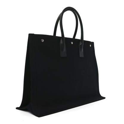 Saint Laurent Linen Calfskin Rive Gauche Tote Black 3 of 10