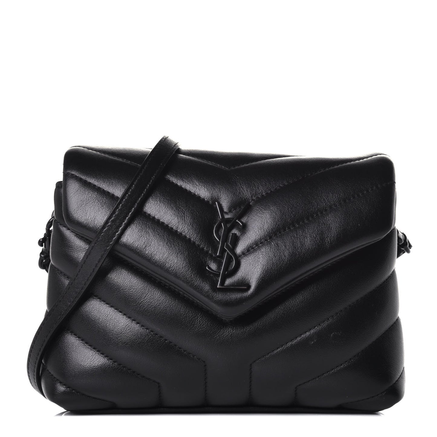 Calfskin Y Quilted Monogram Toy Loulou Crossbody Bag Black