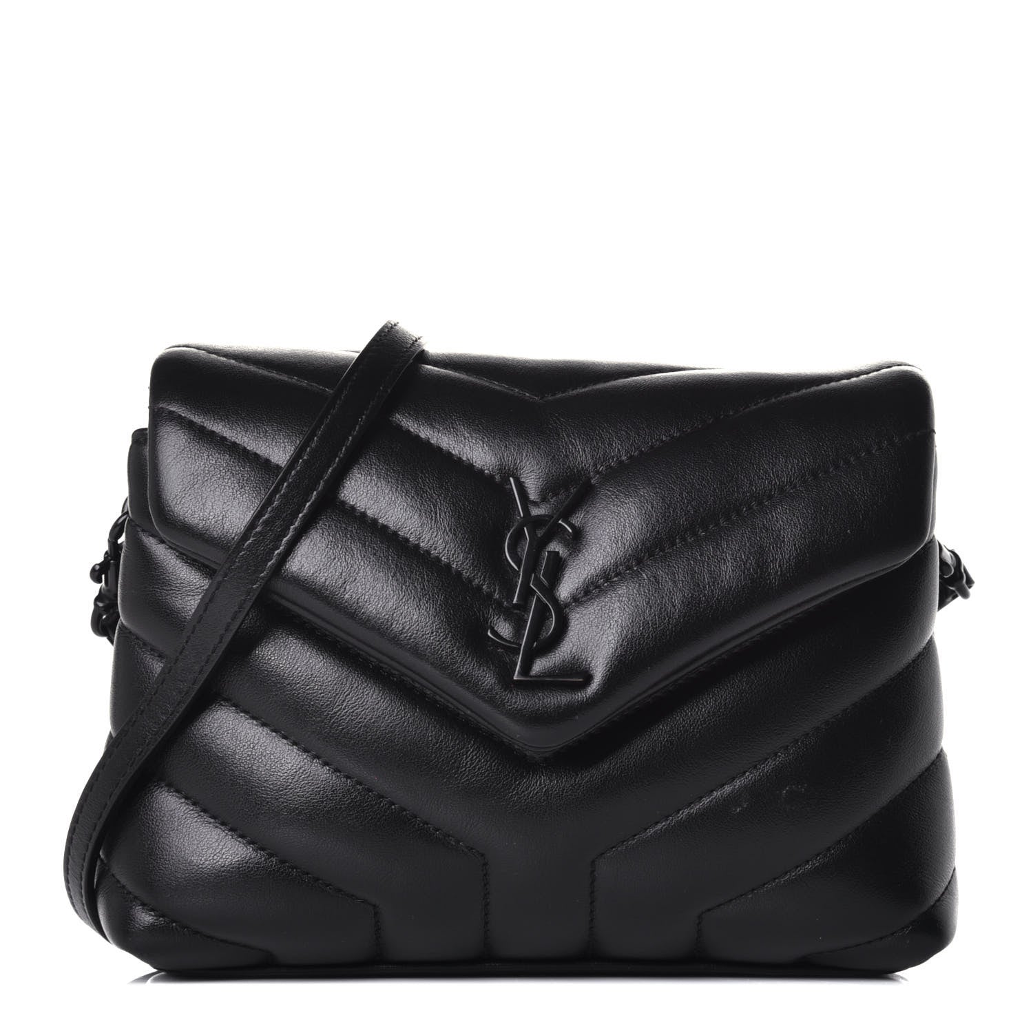Saint Laurent Calfskin Y Quilted Monogram Toy Loulou Crossbody Bag Black 1 of 8