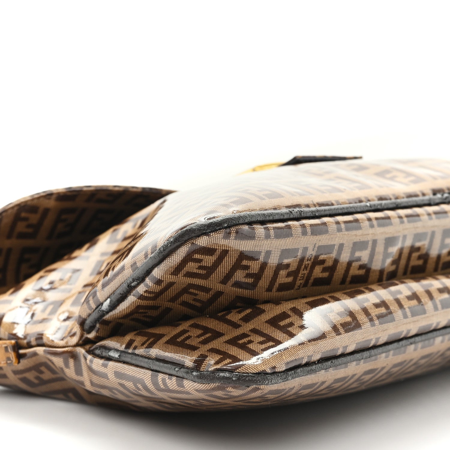 Fendi Vinyl Zucchino Baguette Double Flap Tobacco 1807384