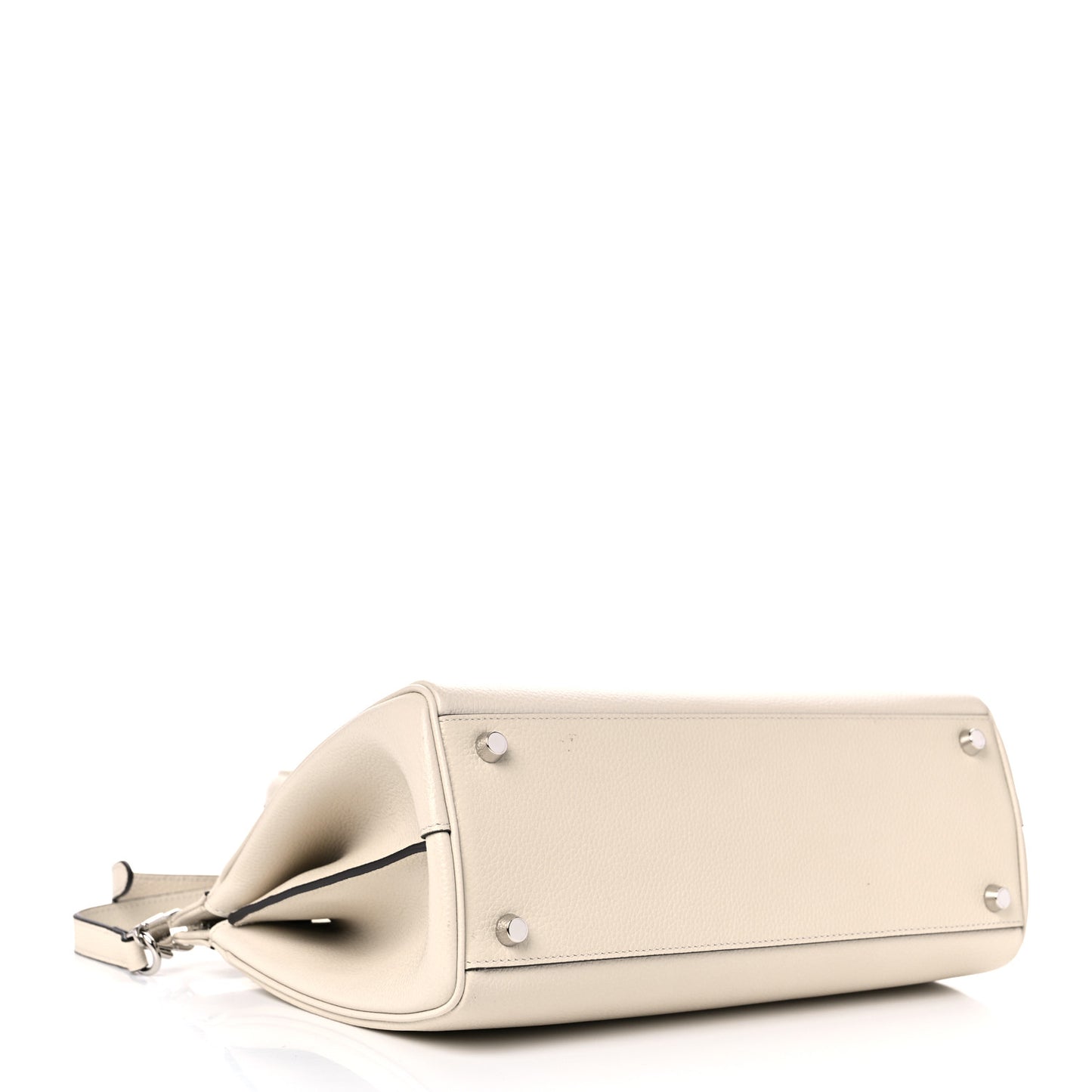 Grainy Calfskin Small Zumi Top Handle Bag Mystic White
