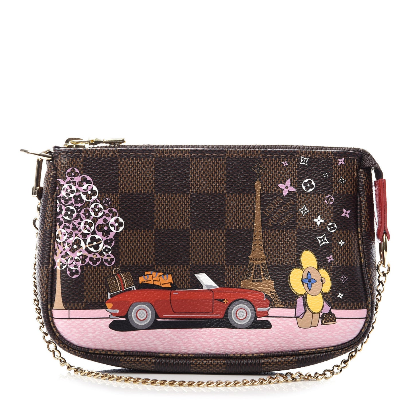 Damier Ebene 2019 Christmas Animation Mini Pochette Accessories Red