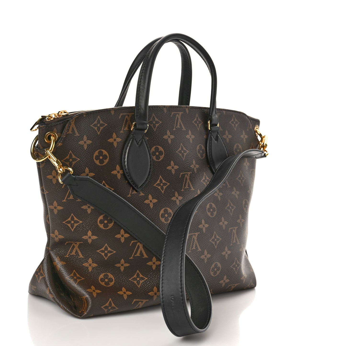 Monogram Flower Zipped Tote MM Black