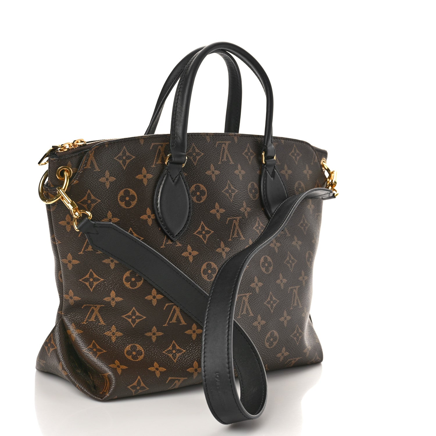 Louis Vuitton Monogram Flower Zipped Tote MM Black 3 of 8