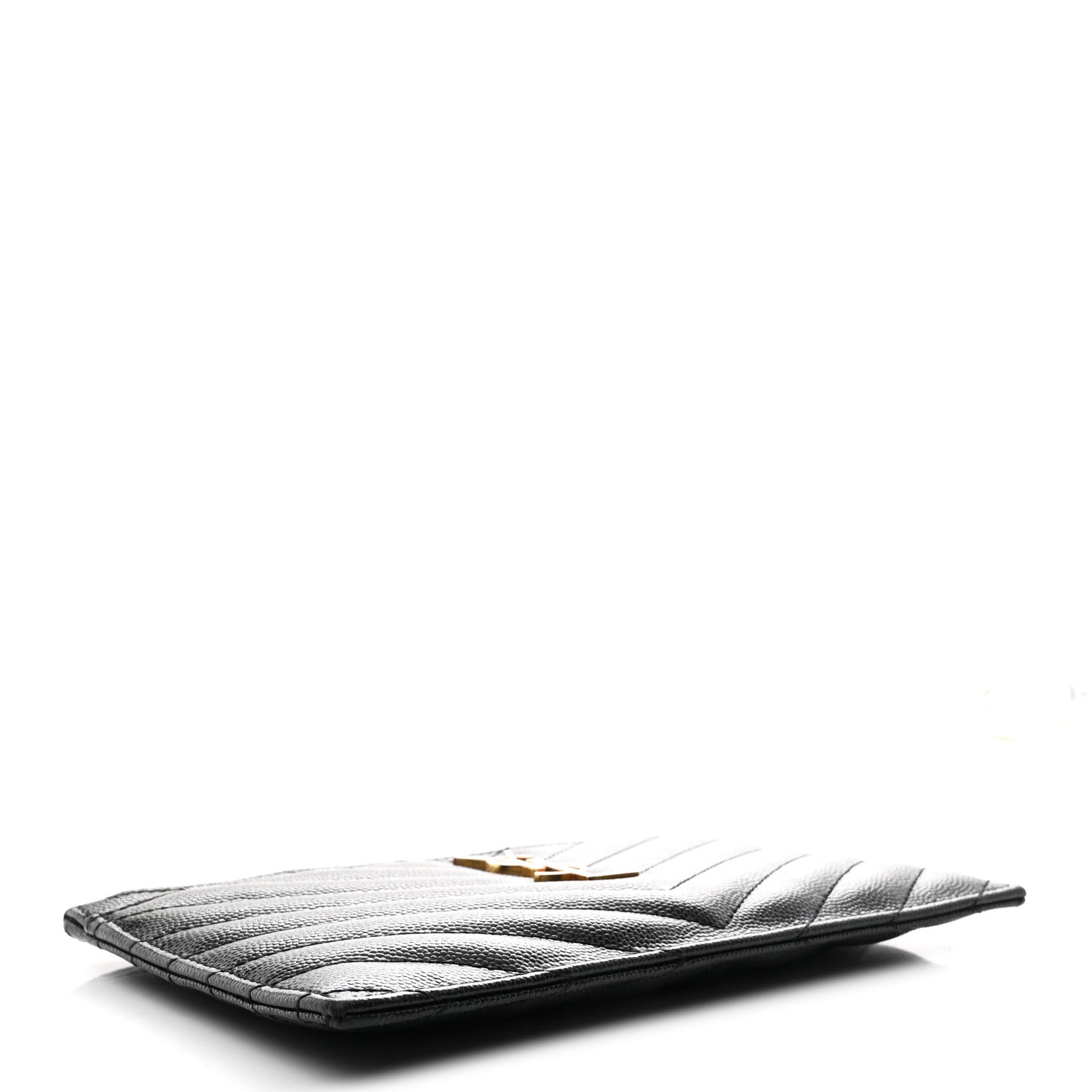 Saint Laurent Grain De Poudre Chevron Monogram Bill Pouch Black 4 of 8